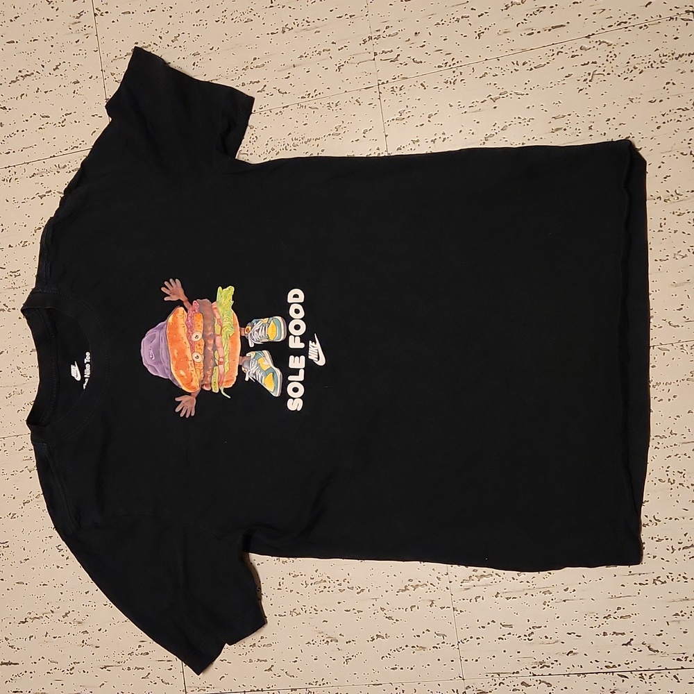 Nike Black 'Soul Food' Burger Graphic T Shirt with Embroidered Logos